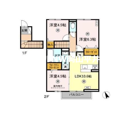 岡山市東区松新町のアパートの間取り