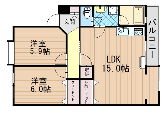 広島市安佐南区八木のマンションの間取り