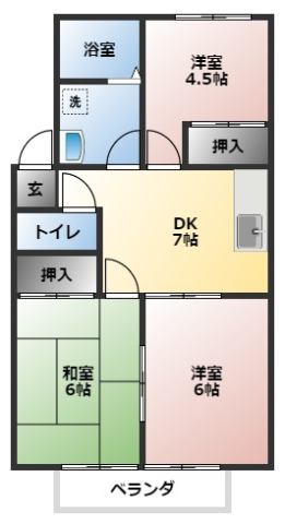 碧南市笹山町のアパートの間取り