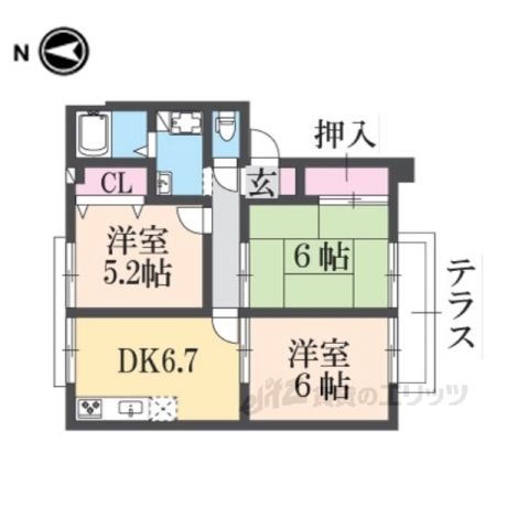 【桜井市大字大福のアパートの間取り】