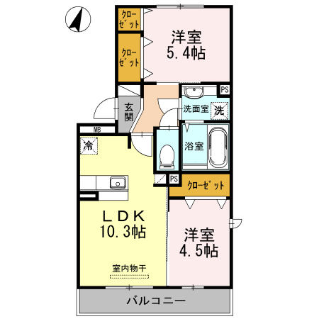 熊本市西区島崎のアパートの間取り