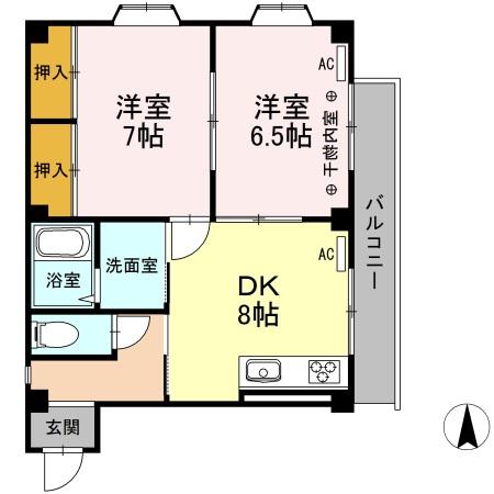 高知市高須新町のマンションの間取り