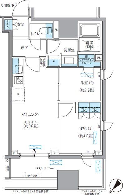 中央区東日本橋のマンションの間取り