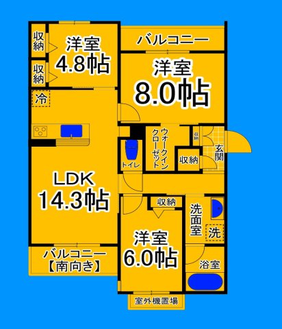 【堺市堺区北三国ヶ丘町のマンションの間取り】