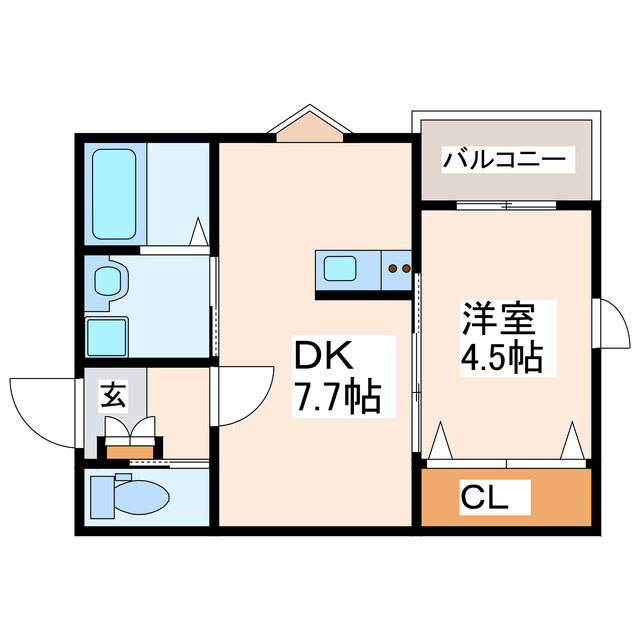 熊本市中央区西子飼町のアパートの間取り