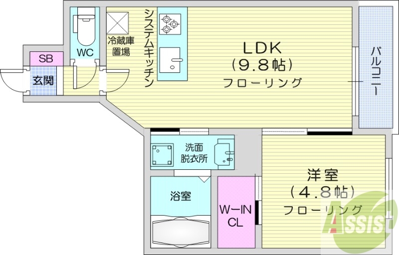 札幌市豊平区豊平一条のマンションの間取り