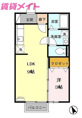 津市東古河町のアパートの間取り