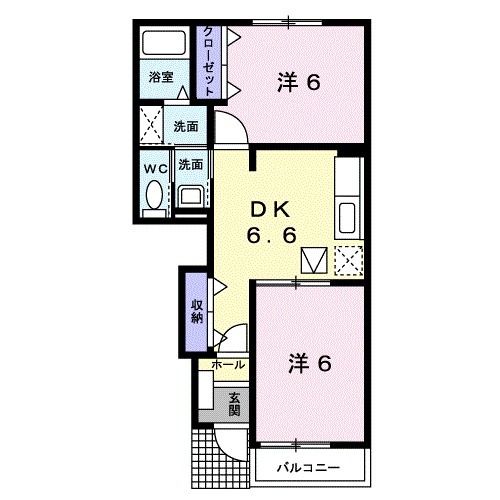 御坊市湯川町丸山のアパートの間取り