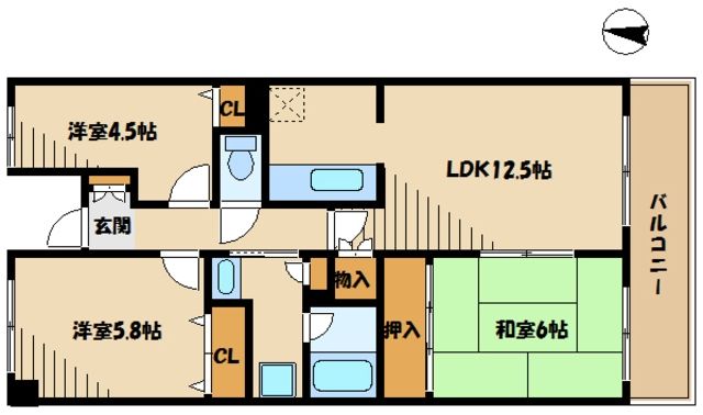 横浜市青葉区奈良のマンションの間取り