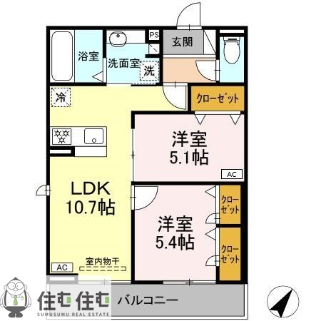 ＧＲＡＮＤ　Ｄ ＲＯＯＭ若林西の間取り