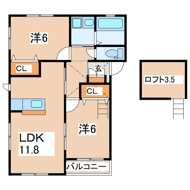 郡山市島のアパートの間取り