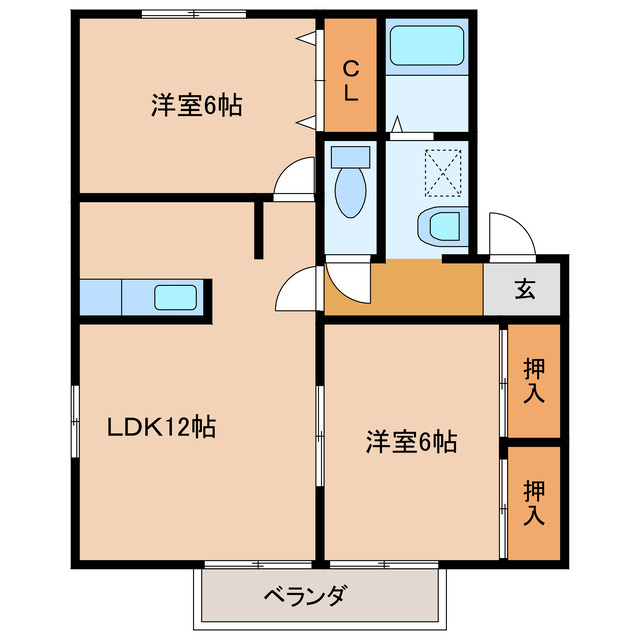 ＪＲ日豊本線 都城駅 バス乗車時間：15分 最寄りバス停で下車 徒歩5分 2階建 築24年の間取り写真