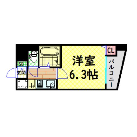 地下鉄堺筋線 北浜駅 徒歩7分 12階建 築25年の間取り写真