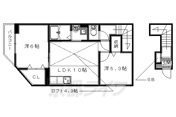 宇治市広野町のアパートの間取り