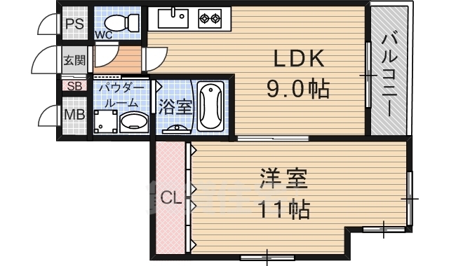 京都市山科区竹鼻竹ノ街道町のマンションの間取り