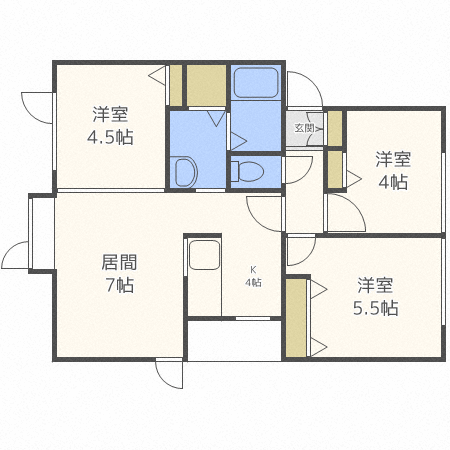 【札幌市北区篠路四条のアパートの間取り】