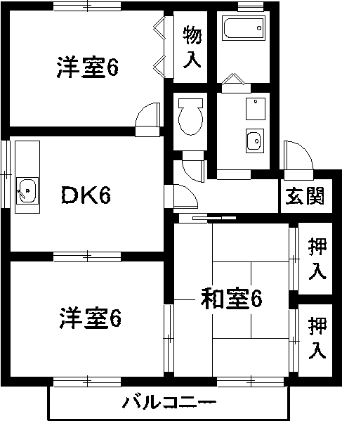 東海市中央町のアパートの間取り