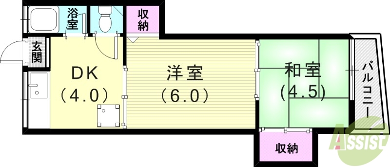 神戸市須磨区神撫町のアパートの間取り