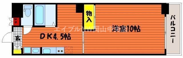 岡山市北区清輝本町のマンションの間取り