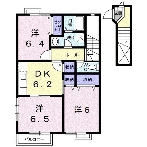 御坊市湯川町小松原のアパートの間取り