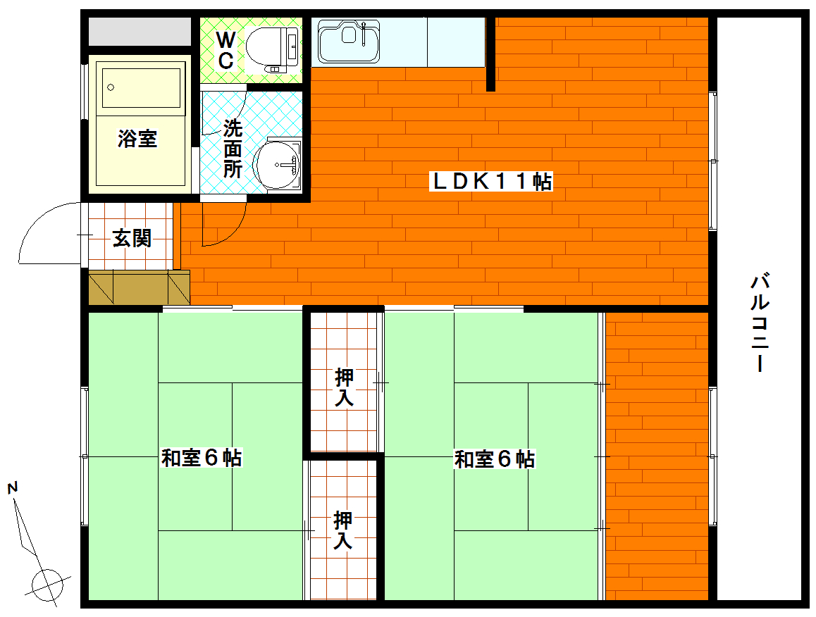 広島市西区三滝本町のマンションの間取り