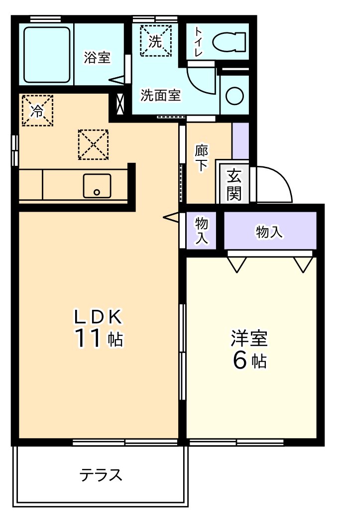 甲府市上今井町のアパートの間取り