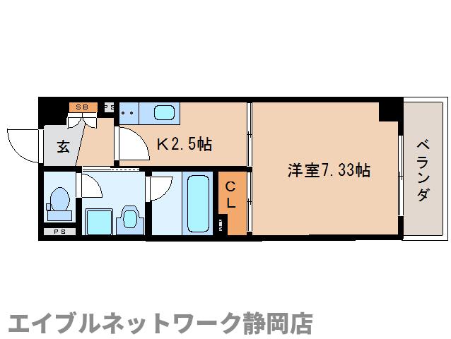 静岡市葵区七間町のマンションの間取り