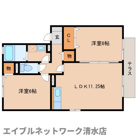 静岡市清水区船越南町のアパートの間取り