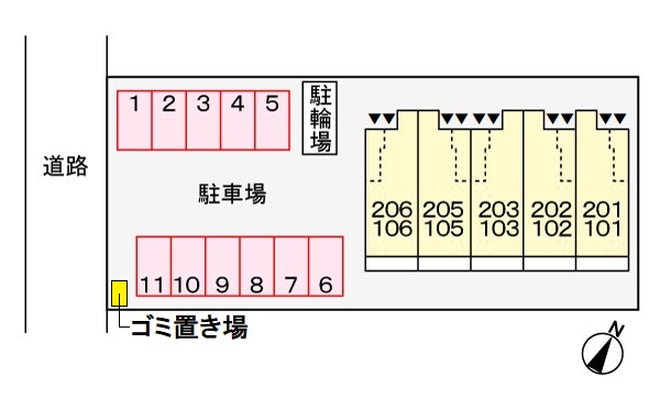 【豊橋市神野新田町のアパートの駐車場】