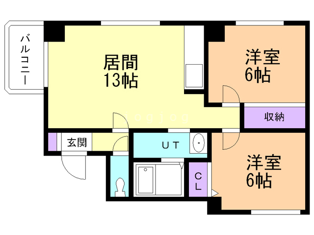 札幌市北区あいの里二条のマンションの間取り