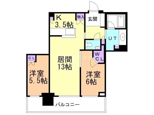 札幌市中央区南二条西のマンションの間取り