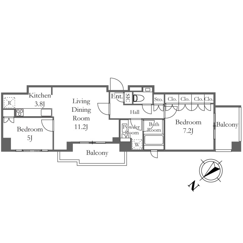 【港区三田のマンションの間取り】