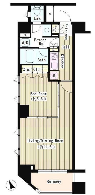 中央区日本橋堀留町のマンションの間取り