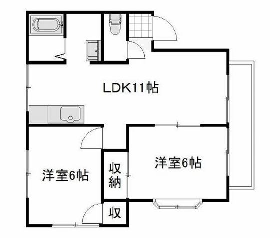 岡山市南区福島のアパートの間取り