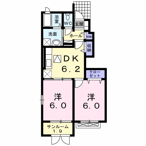 胎内市大川町のアパートの間取り