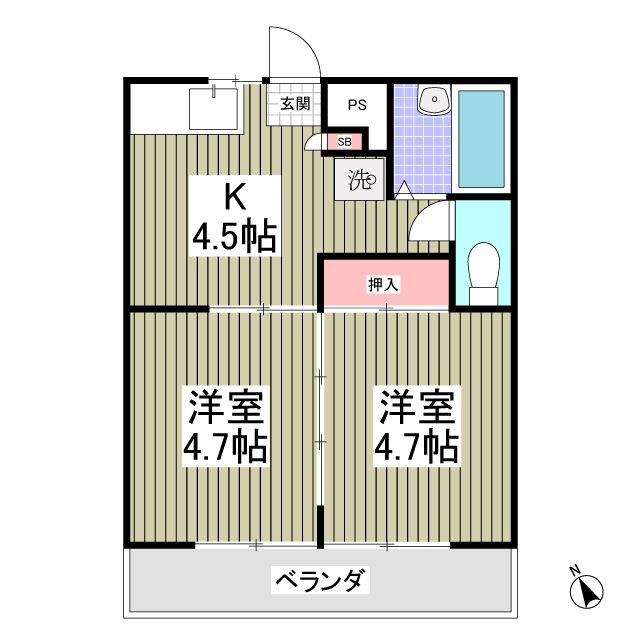 行田市忍のアパートの間取り