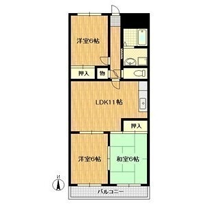 大阪市淀川区加島のマンションの間取り