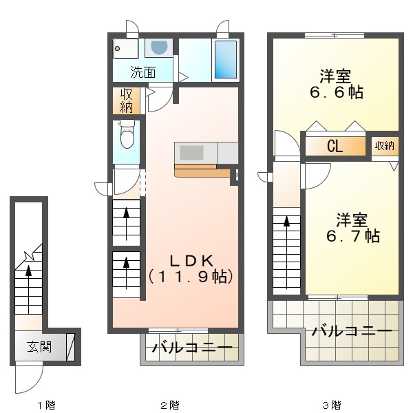 シャルマンＴ２　Ａ棟の間取り