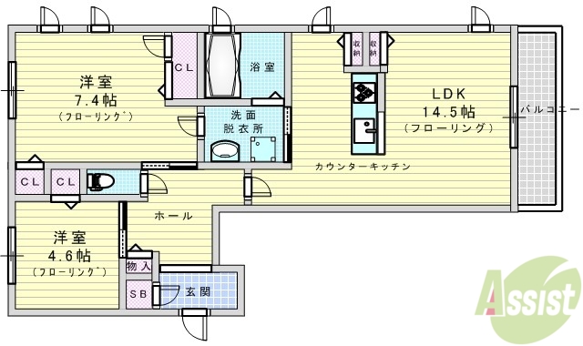 吹田市円山町のアパートの間取り