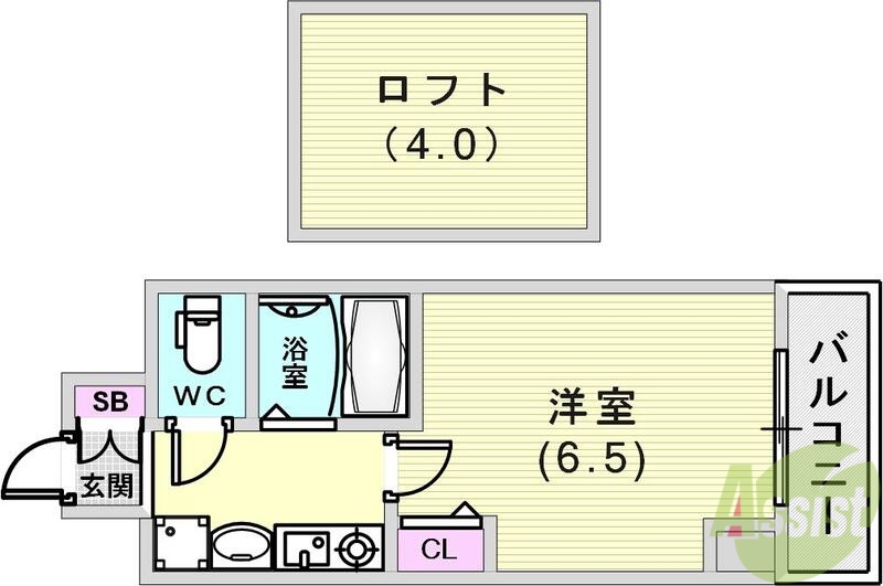 神戸市中央区下山手通のマンションの間取り