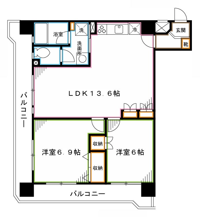 新宿区西落合のマンションの間取り