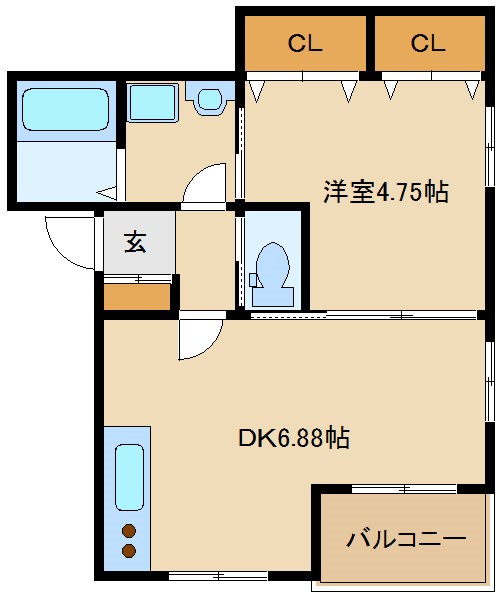 尼崎市杭瀬南新町のアパートの間取り