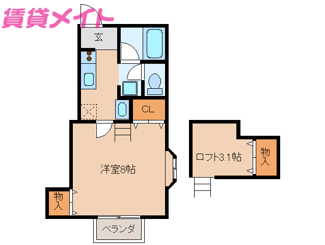 伊勢市古市町のアパートの間取り