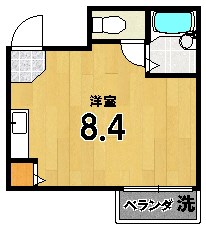 京都市左京区田中上大久保町のアパートの間取り