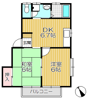 藤コーポ（水工研前）Bの間取り