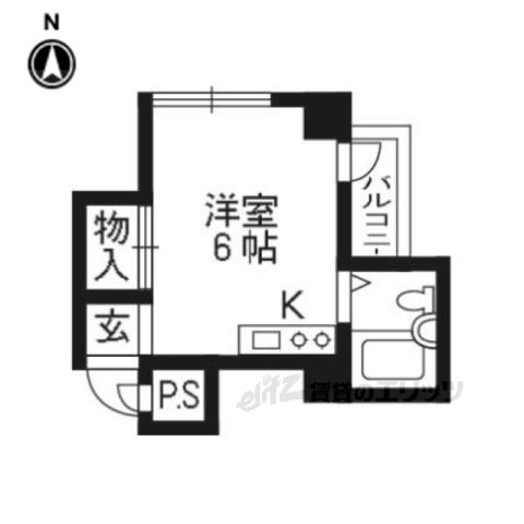 京都市左京区岩倉中大鷺町のマンションの間取り