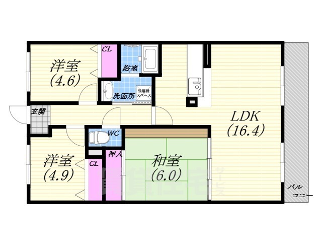 西宮市広田町のマンションの間取り