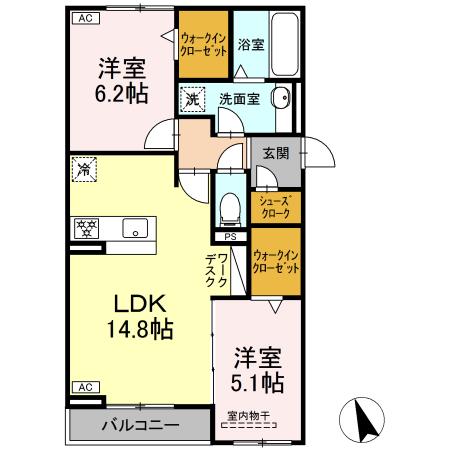 仮）D-ROOM岐阜市福光東PJ　A棟の間取り