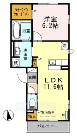 京都市伏見区石田大受町のアパートの間取り