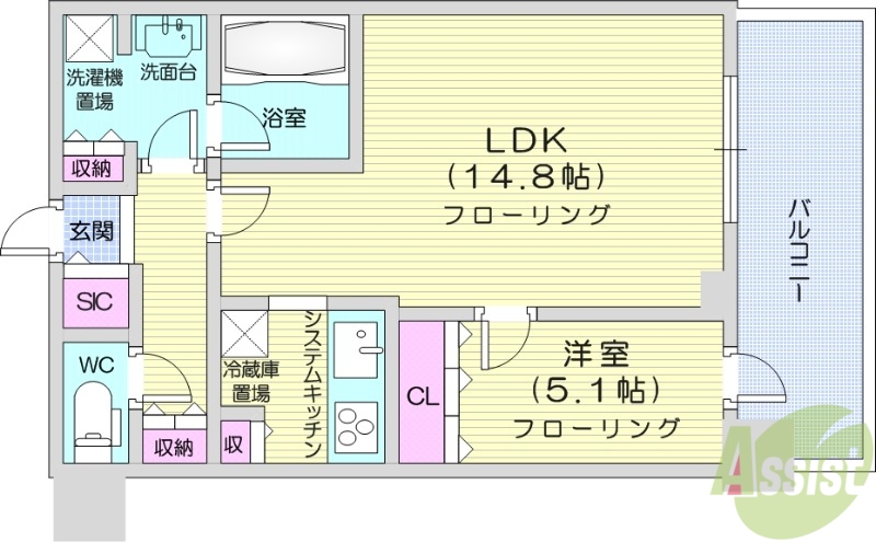 札幌市北区北八条西のマンションの間取り